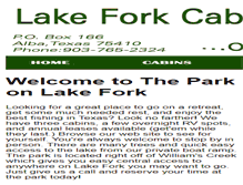 Tablet Screenshot of lakeforkcabinstx.com